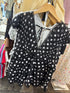 Polka Dot Ruffle V-Neck Tops